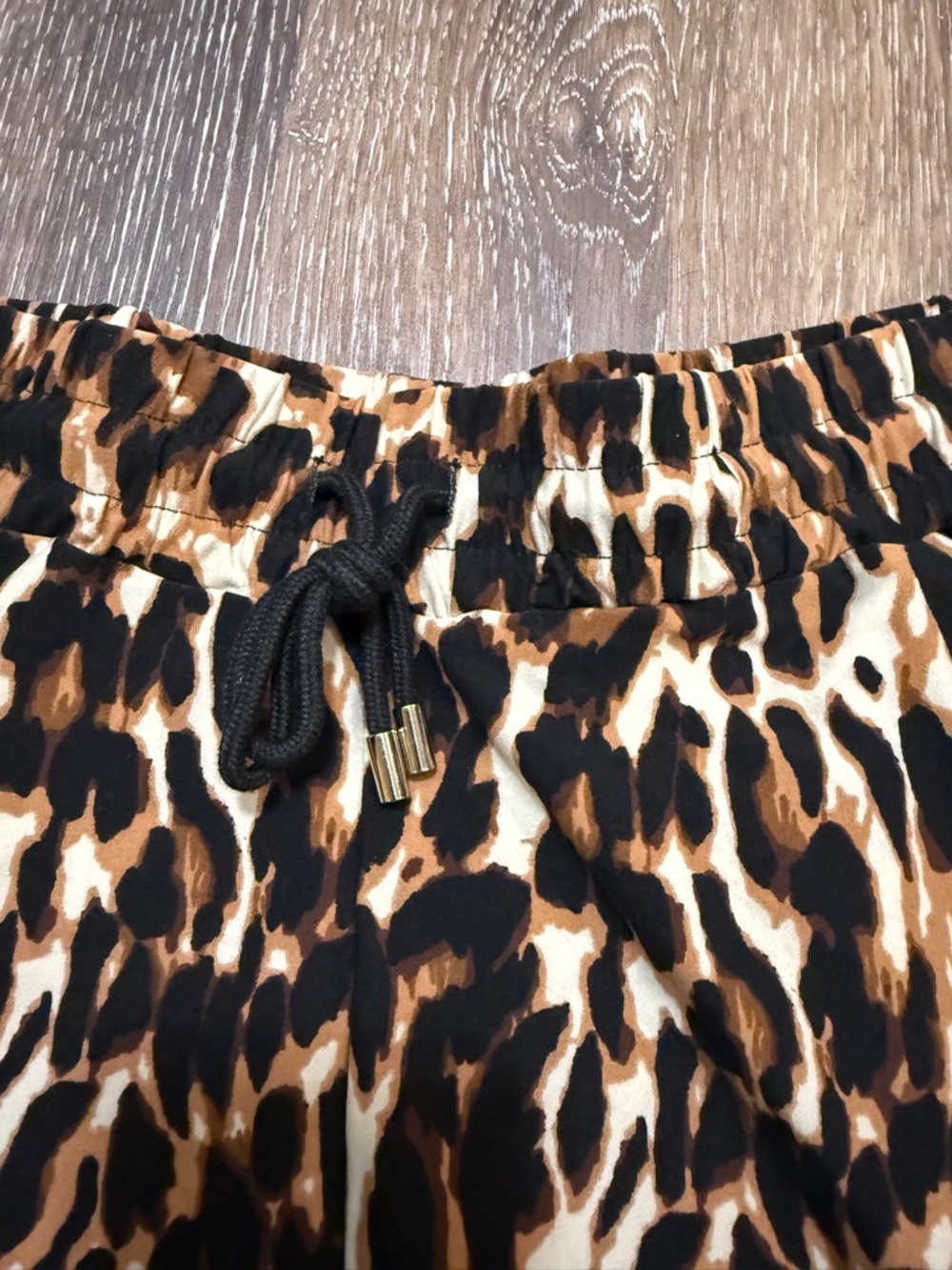 Women’s Leopard Print Athletic Shorts – Brown/Black - Picture 2 of 4